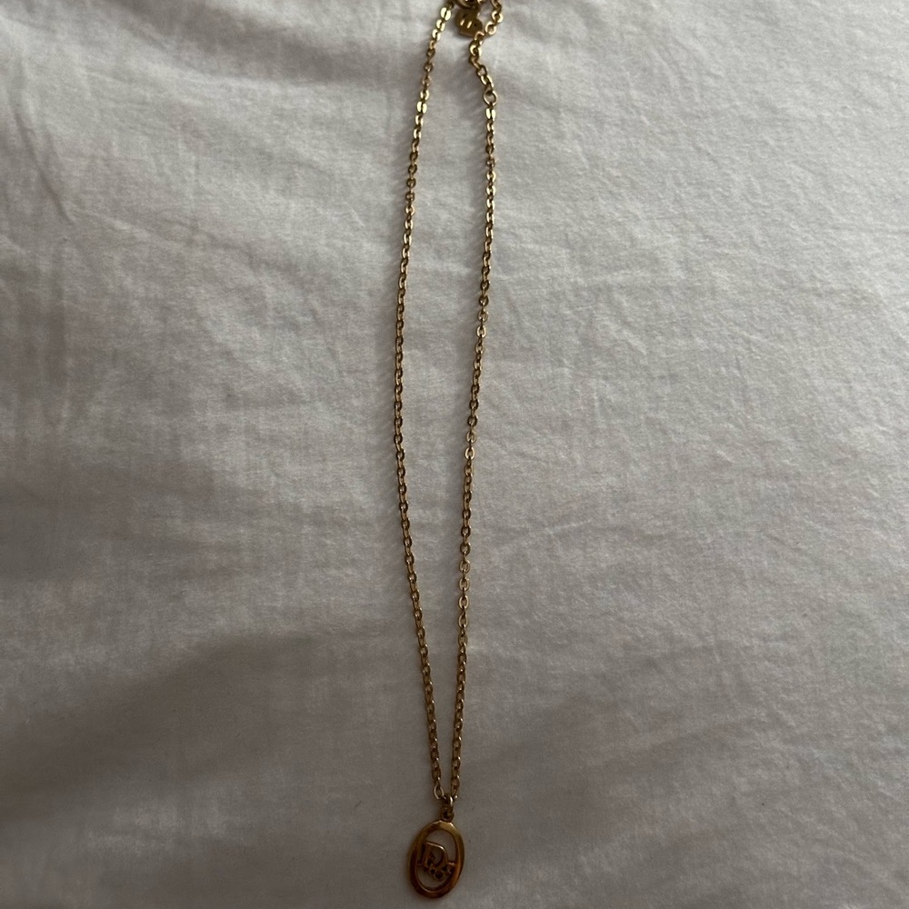 Christian Dior Vintage Logo Oval Pendant Necklace - Picture 5 of 11